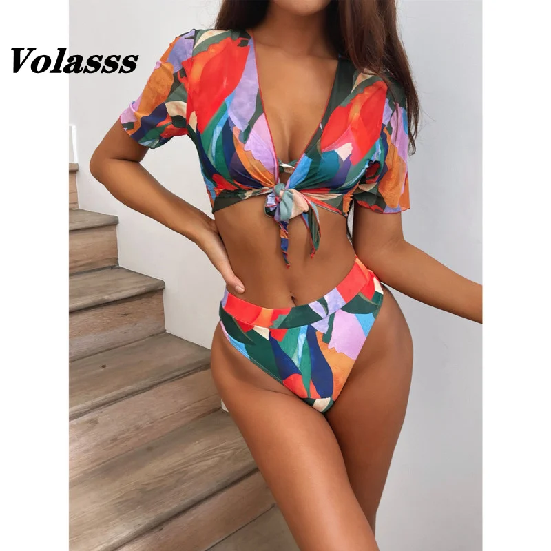 Sexy Three Piece Swimsuit Sleeved Bikini 2022 New Printing Swimwear High Waist Bathing Suit Halter Brazilian Biquini Female Swim
Sexy Three Piece Swimsuit Sleeved Bikini 2022 New Printing Swimwear High Waist Bathing Suit Halter Brazilian Biquini Female Swim