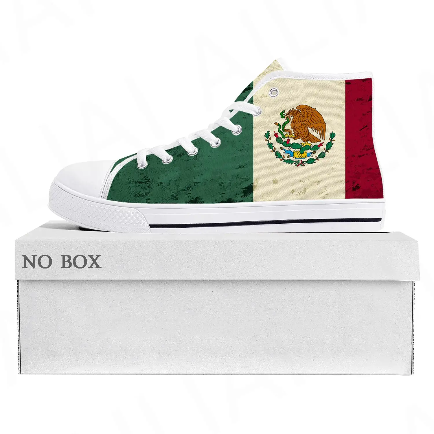 

Высокие высококачественные кроссовки с мексиканским флагом, мужские и женские холщовые кроссовки для подростков, мексиканская повседневная обувь для пар, обувь на заказ