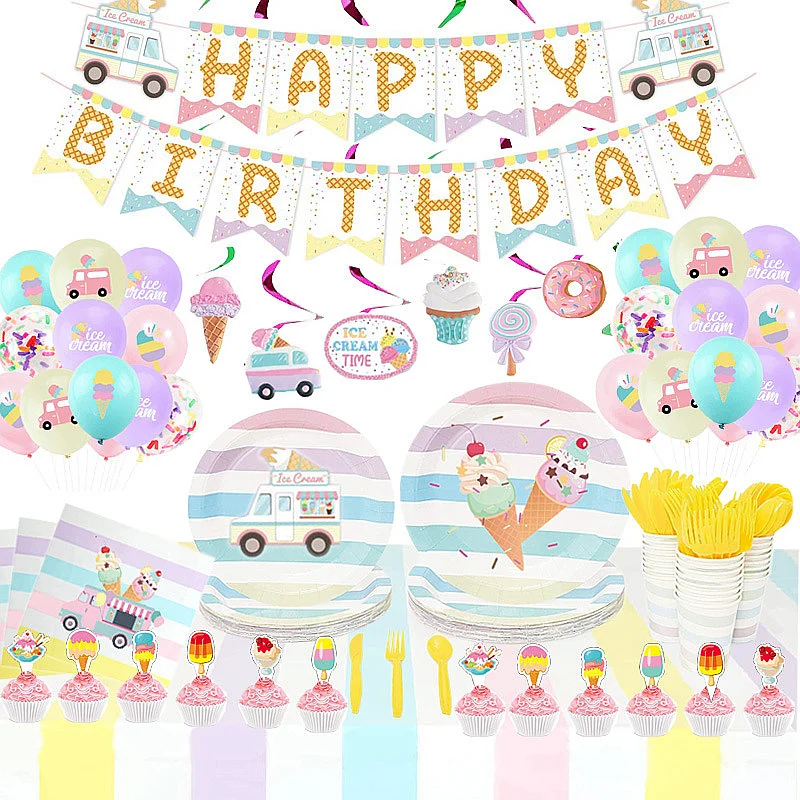 Pink Ice Cream Theme Kids Disposable Tableware Set Birthday Party Decoration Supplies
Pink Ice Cream Theme Kids Disposable Tableware Set Birthday Party Decoration Supplies