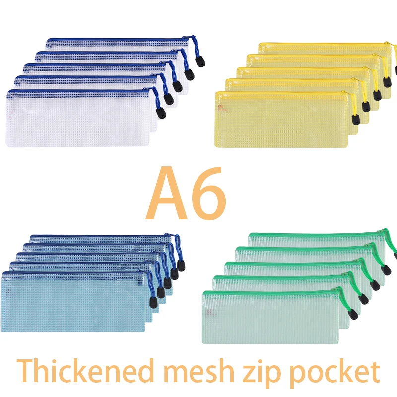 5/10/20pcs Mesh Zipper Pouch Document Bag Waterproof Zip File Folders A6 School Office Supplies Pencil Case Storage Bags
5/10/20pcs Mesh Zipper Pouch Document Bag Waterproof Zip File Folders A6 School Office Supplies Pencil Case Storage Bags