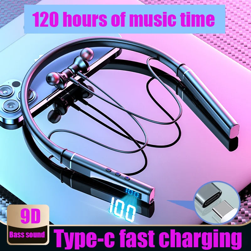 120H Wireless Earphones Bluetooth 5.1 Headphones 9D Sound Subwoofer Stereo Headsets In Ear Stereo Audio Music Neckband Earbuds
120H Wireless Earphones Bluetooth 5.1 Headphones 9D Sound Subwoofer Stereo Headsets In Ear Stereo Audio Music Neckband Earbuds