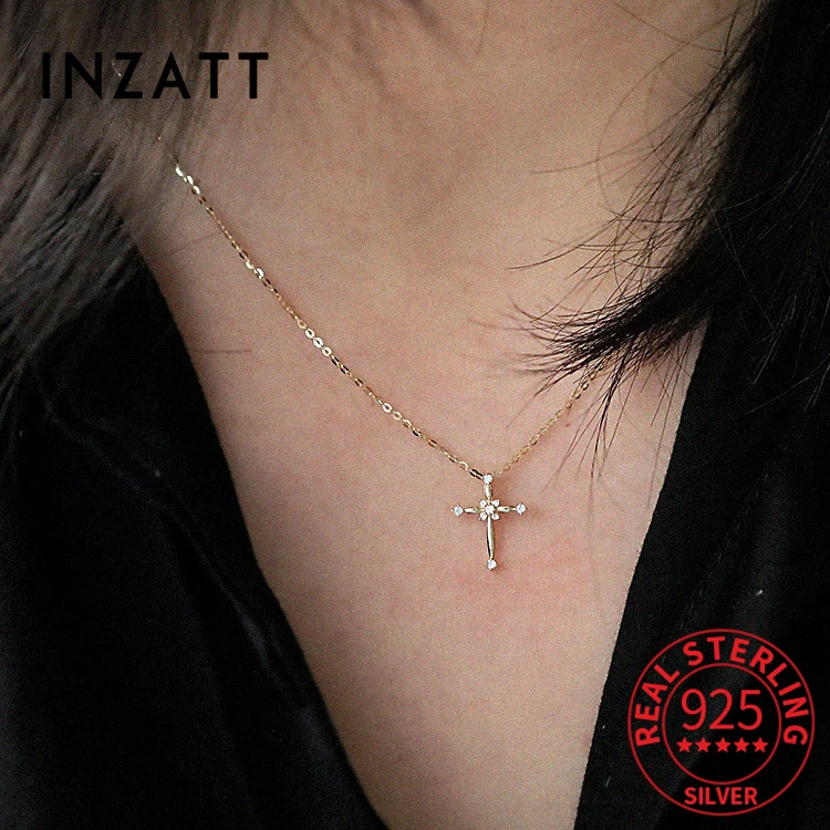 INZATT Real 925 Sterling Silver Zircon Cross 14K Pendant Choker Charm Necklace For Women Classic Fine Jewelry Accessories
INZATT Real 925 Sterling Silver Zircon Cross 14K Pendant Choker Charm Necklace For Women Classic Fine Jewelry Accessories