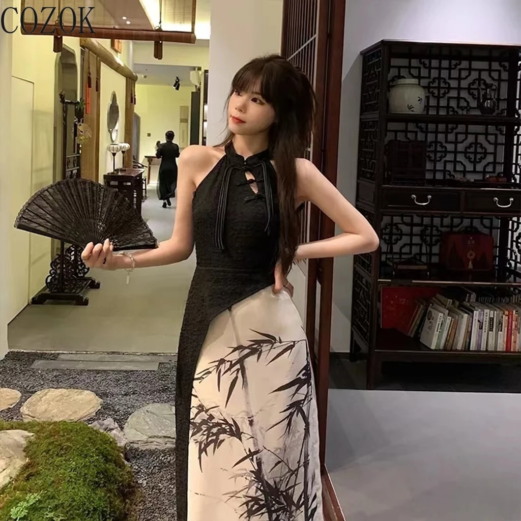 COZOK чернильно-дымчатый город, новое улучшенное платье-Ципао в китайском стиле, Женская длинная юбка в национальном стиле 
COZOK чернильно-дымчатый город, новое улучшенное платье-Ципао в китайском стиле, Женская длинная юбка в национальном стиле