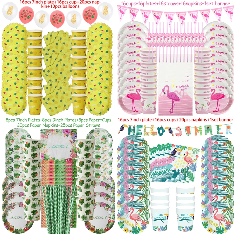 Summer Party Disposable Tableware Set Pineapple Napkins Hawaiian Tropical Flamingo Wedding Decoration Birthday Party Supplies
Summer Party Disposable Tableware Set Pineapple Napkins Hawaiian Tropical Flamingo Wedding Decoration Birthday Party Supplies