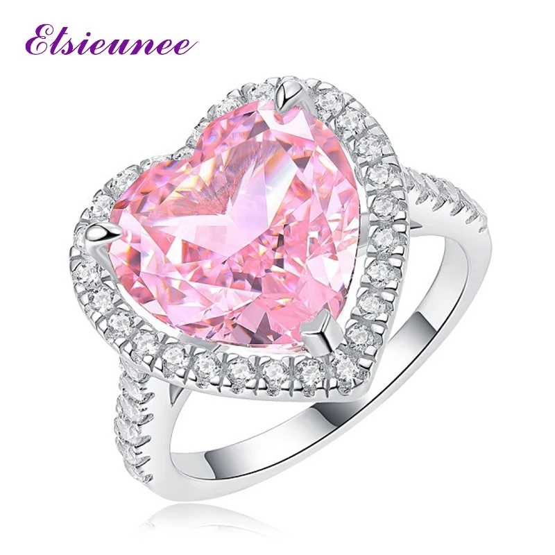 ELSIEUNEE Luxury 925 Sterling Silver 12MM Love Heart Pink Sapphire Diamonds Wedding Engagement Ring Romantic Fine Jewelry Gifts
ELSIEUNEE Luxury 925 Sterling Silver 12MM Love Heart Pink Sapphire Diamonds Wedding Engagement Ring Romantic Fine Jewelry Gifts