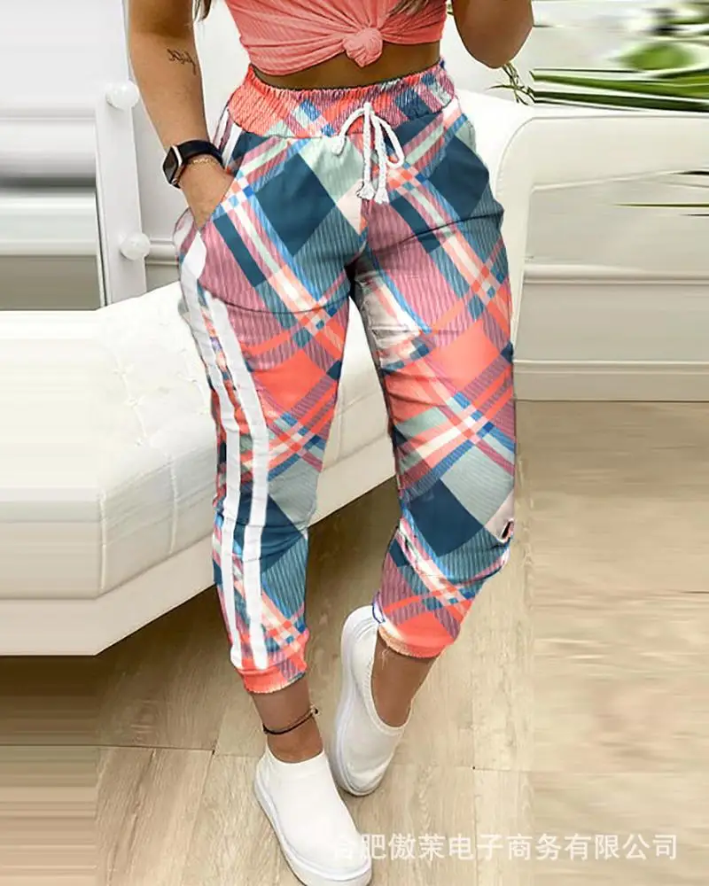 2022 Summer New Women's High Waist Plaid Sweatpants Fashion Casual Streetwear Drawstring Pants
2022 Summer New Women's High Waist Plaid Sweatpants Fashion Casual Streetwear Drawstring Pants