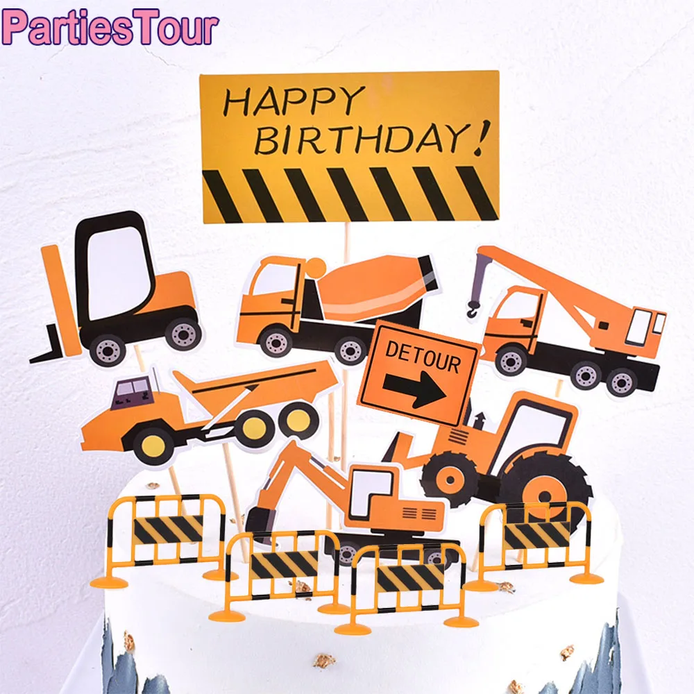 

Строительный Топпер для торта, строительная зона, Топпер на день рождения, самосвал, экскаватор, торты, Декор, строительство, день рождения, ...