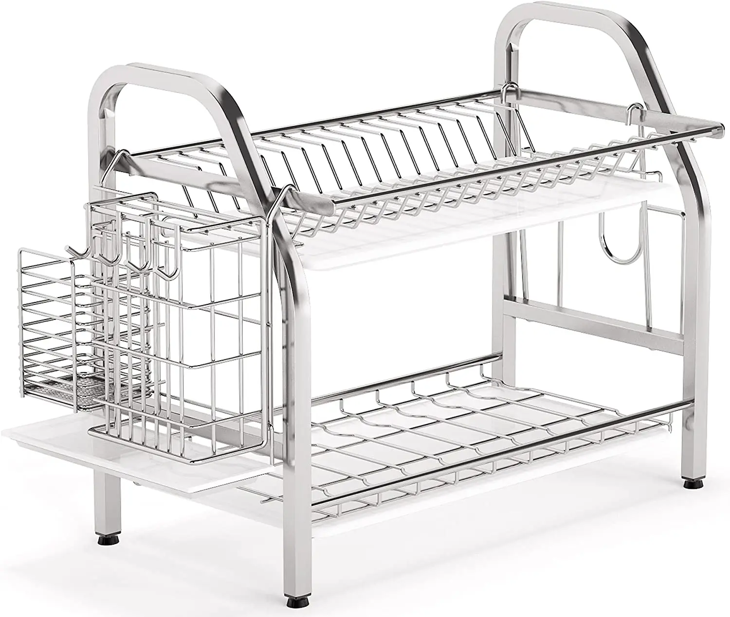 Dish rack, stainless steel cutlery holder and cutting board holder dish drainer, detachable drain board, for kitchen counters
Dish rack, stainless steel cutlery holder and cutting board holder dish drainer, detachable drain board, for kitchen counters