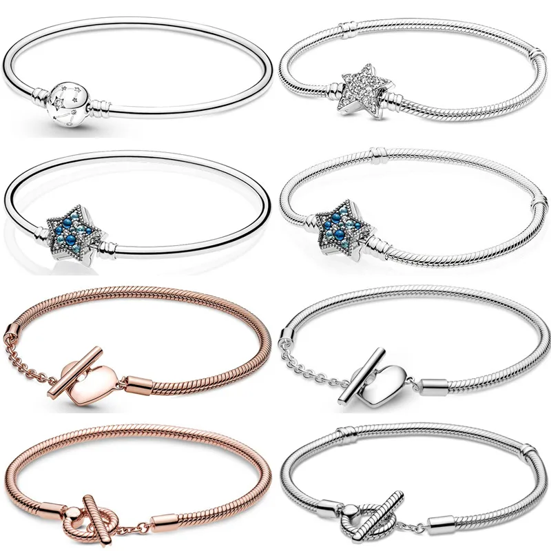 New 925 Sterling Silver Asymmetric Stars & Galaxy Heart T-bar Snake Chain Bracelet For Pandora Bangle Bead Charm Diy Jewelry
New 925 Sterling Silver Asymmetric Stars & Galaxy Heart T-bar Snake Chain Bracelet For Pandora Bangle Bead Charm Diy Jewelry