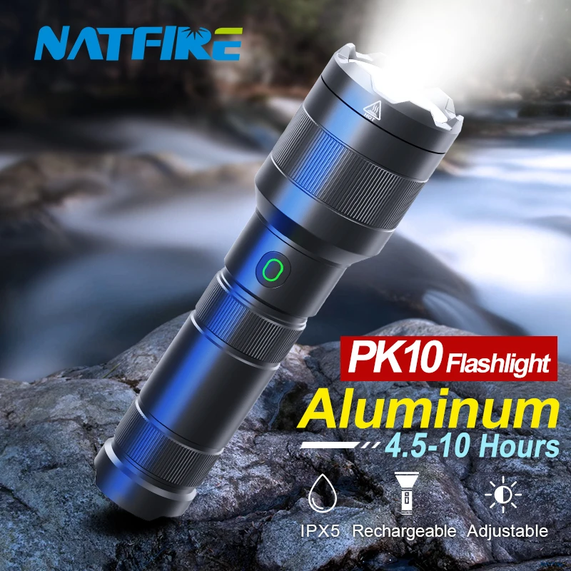Светодиодный фонарик NATFIRE PK10 супер яркие компактные фонарики 18650 дюйма USB C