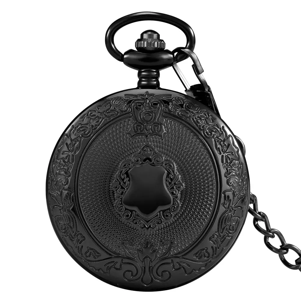 Fashion Shield Pattern Men's Quartz Pocket Watch Roman Numerals Black Surface Thick Chain Personalized Pendant Clock Collection
Fashion Shield Pattern Men's Quartz Pocket Watch Roman Numerals Black Surface Thick Chain Personalized Pendant Clock Collection