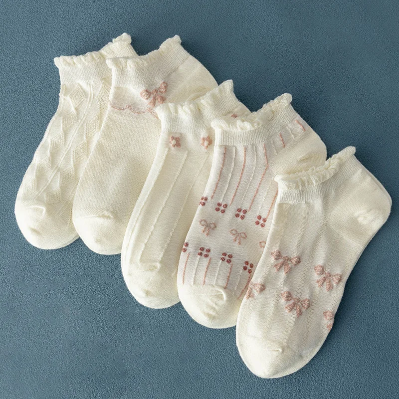 5pair /Lot Socks for Women Ankle Low Cut Thin Breathable Funny Ruffles Socks Casual Cartoon Flower Casual Spring Summer
5pair /Lot Socks for Women Ankle Low Cut Thin Breathable Funny Ruffles Socks Casual Cartoon Flower Casual Spring Summer