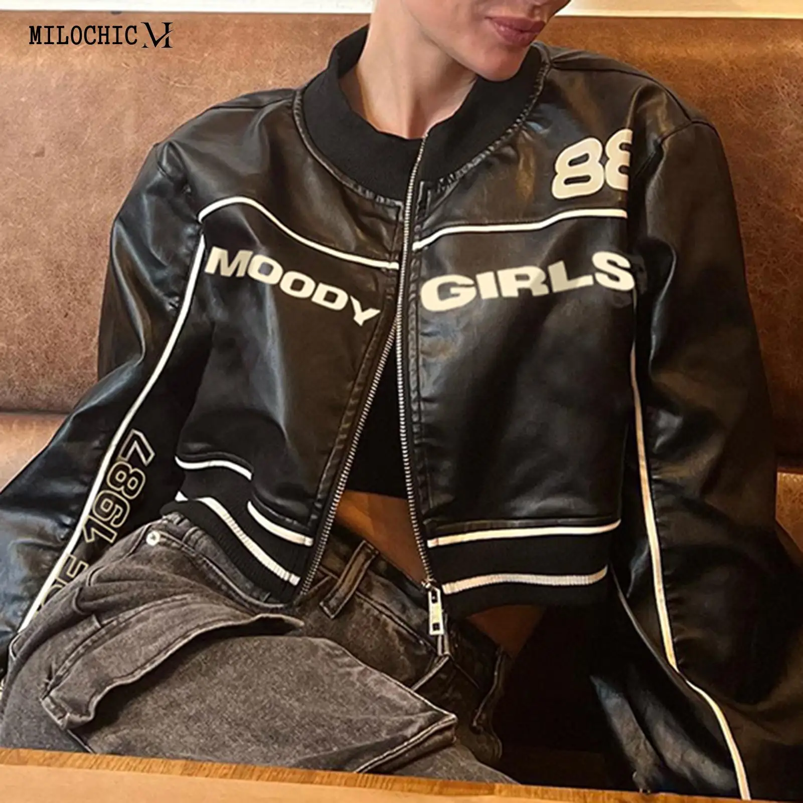 Women Motorcycle Jacket Color Contrast Ladies Baseball Varsity Coats Patchwork Letter Printed Vintage Style Daily Outfit
Women Motorcycle Jacket Color Contrast Ladies Baseball Varsity Coats Patchwork Letter Printed Vintage Style Daily Outfit