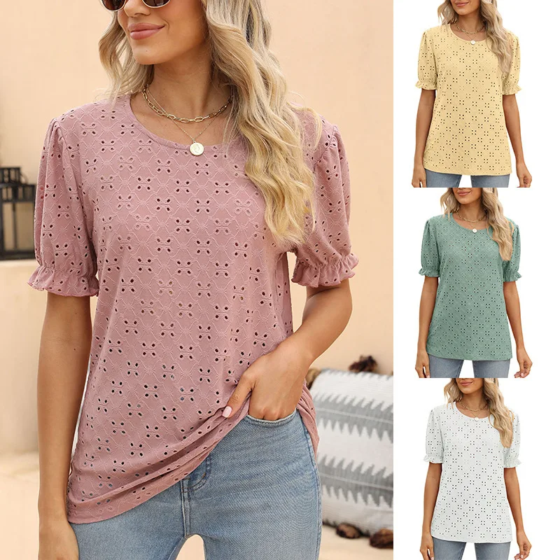Summer Women Blouses And Tops New Fashion Hollow Out V Neck Short Sleeve Office Lady Shirts Elegant Oversize Casual Blouse
Summer Women Blouses And Tops New Fashion Hollow Out V Neck Short Sleeve Office Lady Shirts Elegant Oversize Casual Blouse
