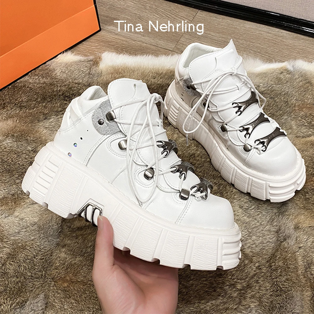 TinaNehrling Spring Autumn New Heavy Metal Heel 6cm High Top Women's Boots Punk Leather Shoes Gothic Dark Motorcycle Boots
TinaNehrling Spring Autumn New Heavy Metal Heel 6cm High Top Women's Boots Punk Leather Shoes Gothic Dark Motorcycle Boots