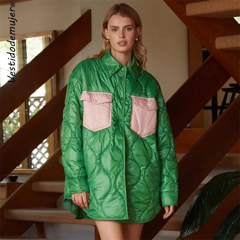 Casual Quilted Contrasting Colors Cotton Coats Streetwear Long Sleeve With Pockets Winter Jacket Women 2022 Outerwear Tops
Casual Quilted Contrasting Colors Cotton Coats Streetwear Long Sleeve With Pockets Winter Jacket Women 2022 Outerwear Tops