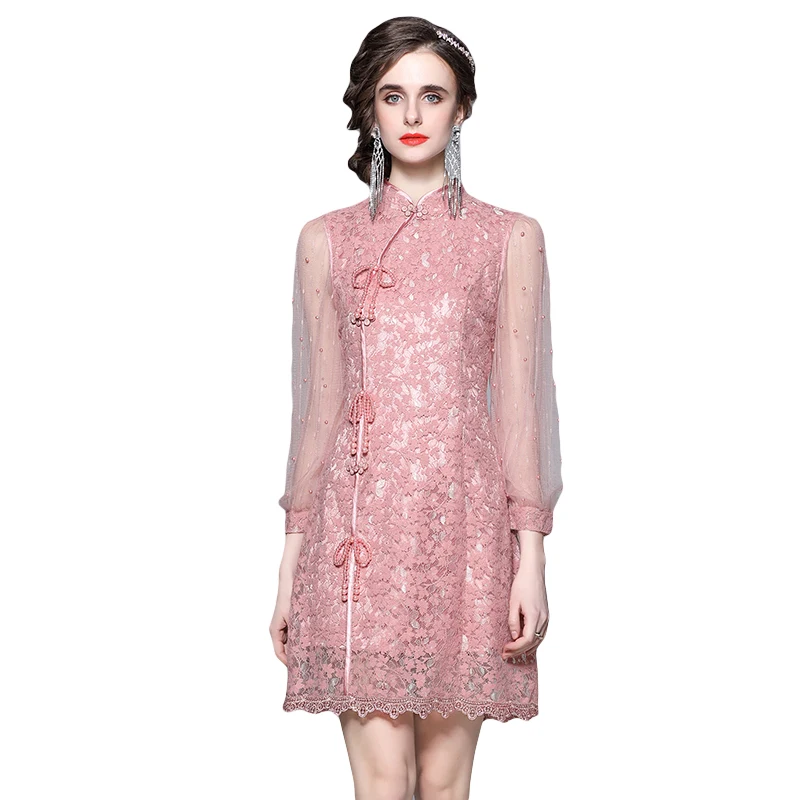 Simgent Pink Beading Dress Women 2022 Spring Mesh Patchwork Stand Collar Mini Elegant Vintage Lace Dresses Robe Femme SG112202
Simgent Pink Beading Dress Women 2022 Spring Mesh Patchwork Stand Collar Mini Elegant Vintage Lace Dresses Robe Femme SG112202