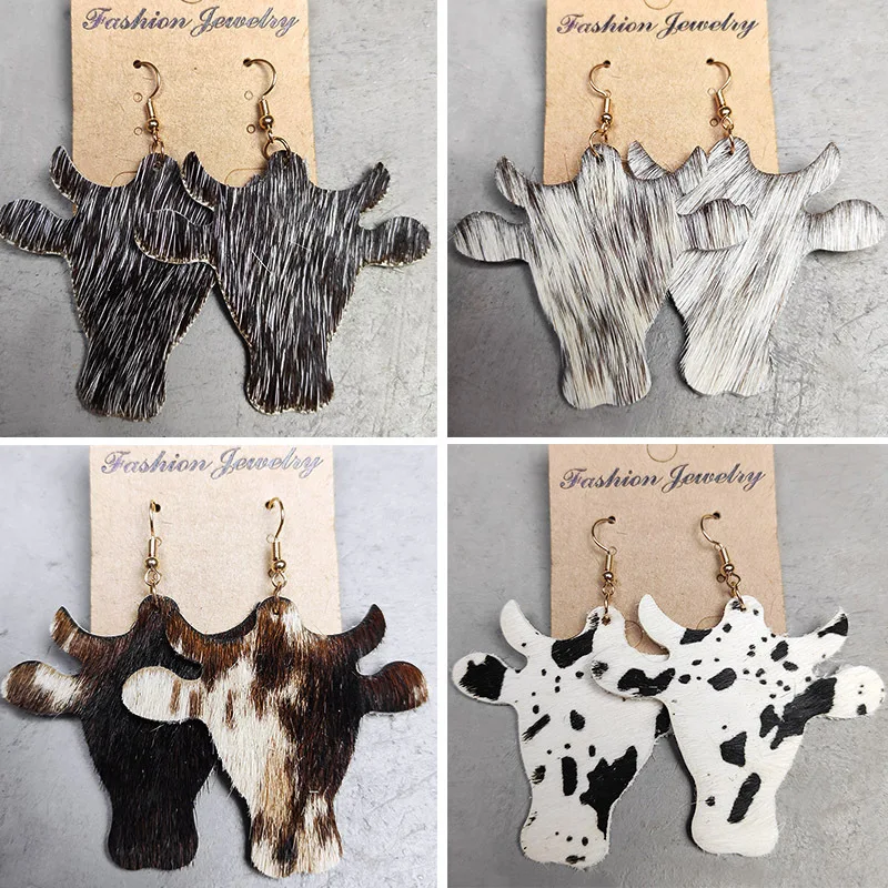 Cut Genuine Cowhide Leather Cowhead Shape Dangle Earrings for Women Cowgirl Gift Embossed Leopard Cow Western Jewelry Wholesale
Cut Genuine Cowhide Leather Cowhead Shape Dangle Earrings for Women Cowgirl Gift Embossed Leopard Cow Western Jewelry Wholesale
