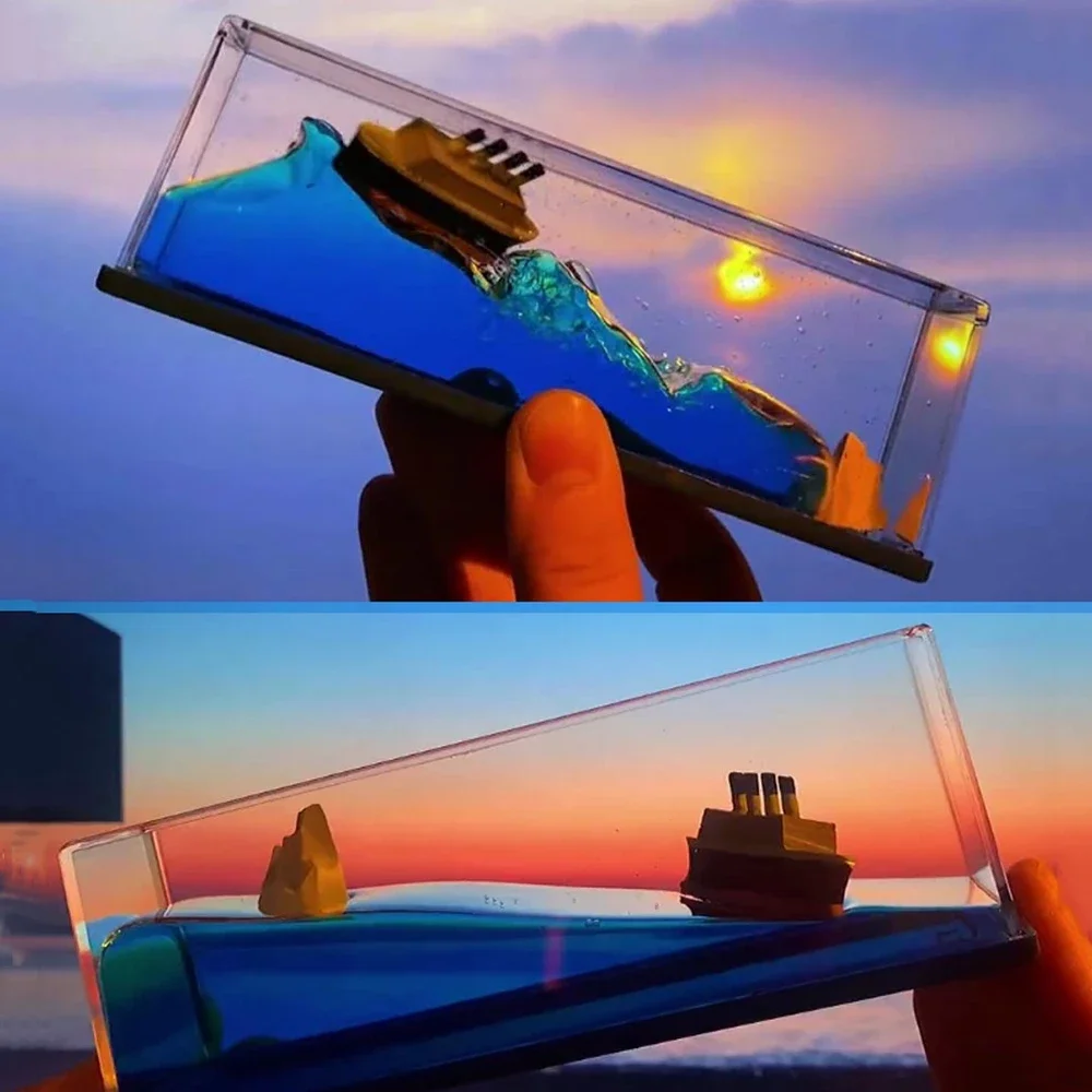 Cruise Ship Fluid Drift Bottle Hit Iceberg Boat Floating Decompression Toy Hourglass Creative Boat Sea Ornaments Home Decoration
Cruise Ship Fluid Drift Bottle Hit Iceberg Boat Floating Decompression Toy Hourglass Creative Boat Sea Ornaments Home Decoration