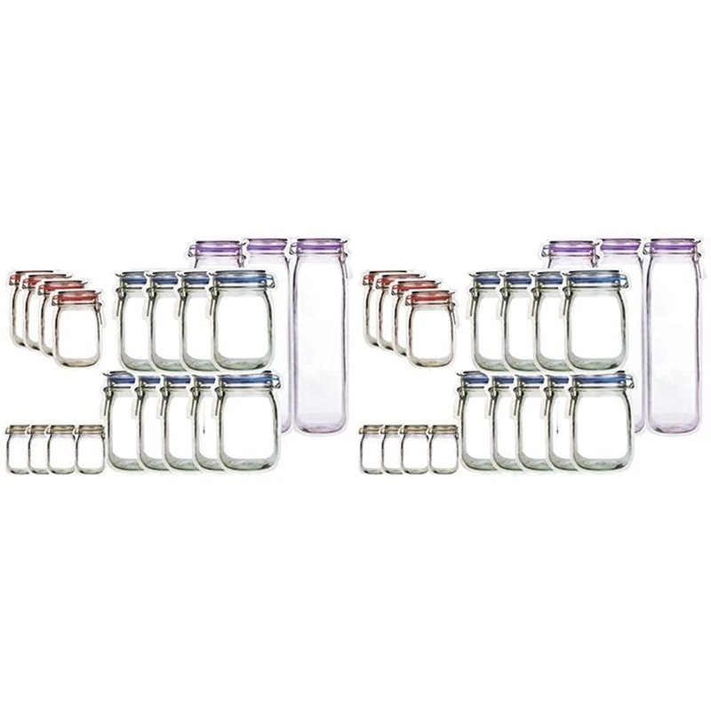 Mason Jar Zipper Bags, 40Pcs Reusable Snack Bags Food Storage Bags Portable Mason Jar Stand-Up Leakproof
Mason Jar Zipper Bags, 40Pcs Reusable Snack Bags Food Storage Bags Portable Mason Jar Stand-Up Leakproof