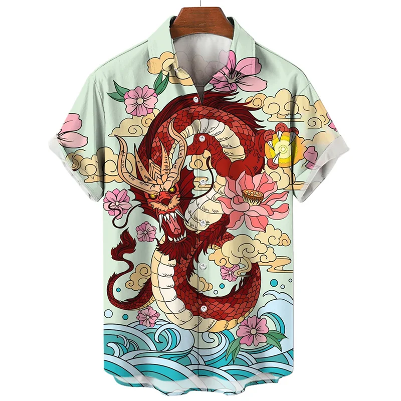 Summer period costume dragon dancer, common social flower print fashion short sleeve Hawaiian men's shirt
Summer period costume dragon dancer, common social flower print fashion short sleeve Hawaiian men's shirt
