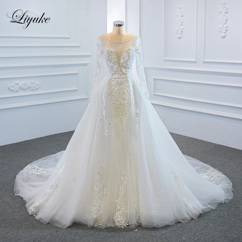 Liyuke Elegant 2 In 1 Mermaid Wedding Dress Beauty Appliques Beading Pearls Lace Up Bridal Gowns
Liyuke Elegant 2 In 1 Mermaid Wedding Dress Beauty Appliques Beading Pearls Lace Up Bridal Gowns