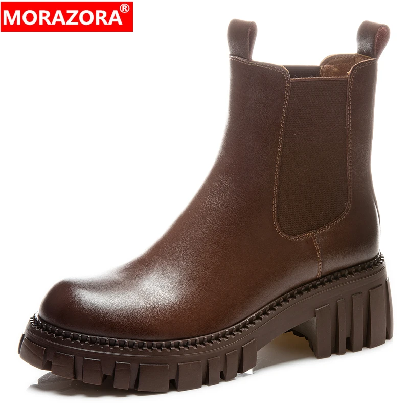 MORAZORA 2023 New Geuine leather Boots Women Thick Bottom Retro Chelsea Boots Classic Autumn Ladies Ankle Boots Brown Black
MORAZORA 2023 New Geuine leather Boots Women Thick Bottom Retro Chelsea Boots Classic Autumn Ladies Ankle Boots Brown Black