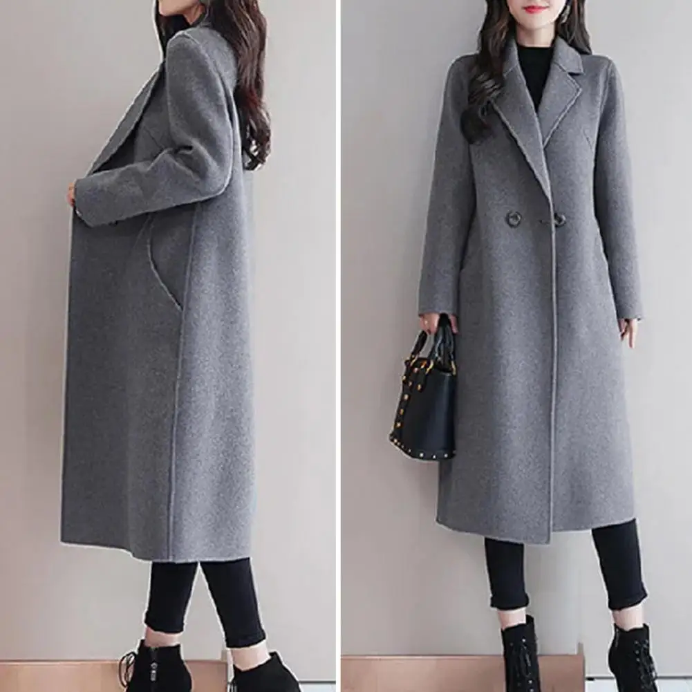 Solid Color Woolen Coat Stylish Women's Woolen Coat Lapel Long Sleeve Two Buttons Pockets Autumn/winter Mid-length Cardigan
Solid Color Woolen Coat Stylish Women's Woolen Coat Lapel Long Sleeve Two Buttons Pockets Autumn/winter Mid-length Cardigan
