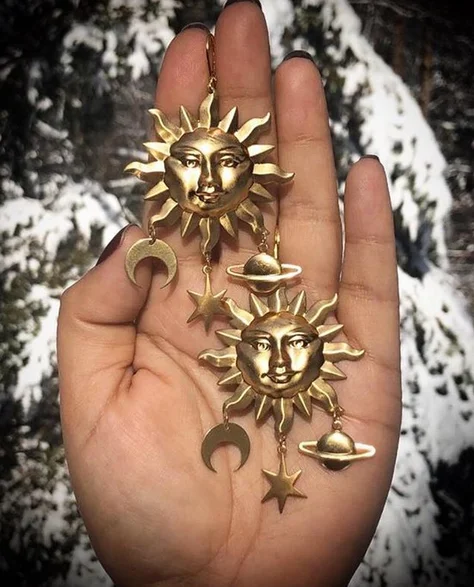 Handmade Moon, Sun, Stars Drop Earrings Dangle Earrings for Women,Gothic Gift Celestial Jewelry,boho,pagan Gift
Handmade Moon, Sun, Stars Drop Earrings Dangle Earrings for Women,Gothic Gift Celestial Jewelry,boho,pagan Gift