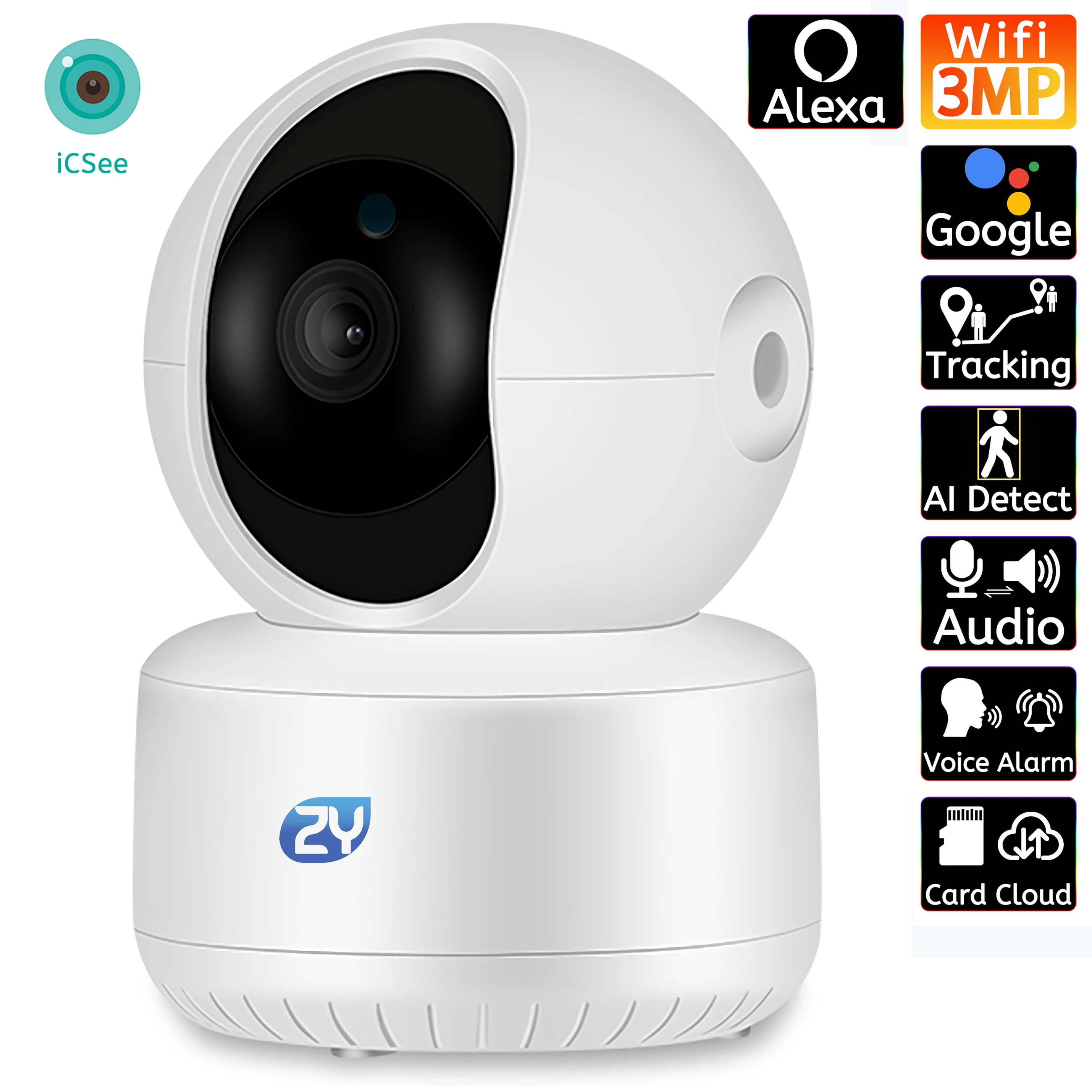 3MP Wifi IP Camera Works with Alexa Indoor Ai Human Detect Auto Tracking CCTV Home Security Camera SD Card Mini Baby Monitor
3MP Wifi IP Camera Works with Alexa Indoor Ai Human Detect Auto Tracking CCTV Home Security Camera SD Card Mini Baby Monitor
