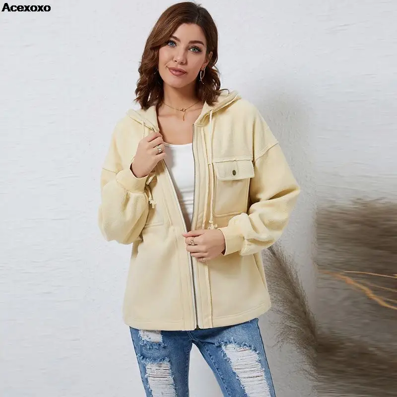 Autumn and winter new women's fashion casual solid color zipper drawstring long sleeve jacket pocket coat
Autumn and winter new women's fashion casual solid color zipper drawstring long sleeve jacket pocket coat