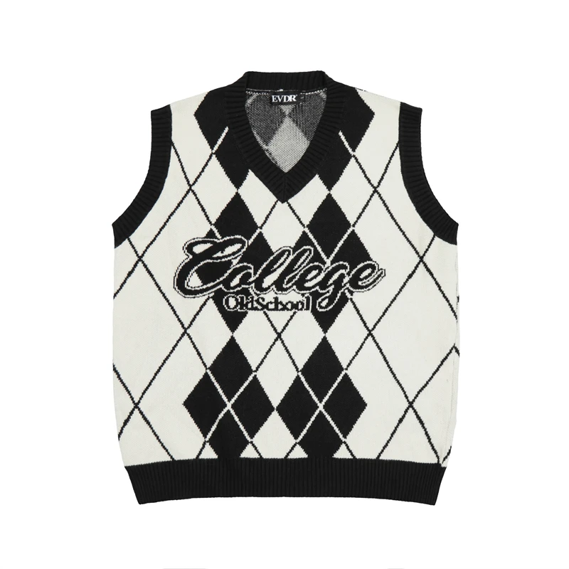 High Street Contrast Color Geometric Letter V Neck Sleeveless Sweater Men and Women Retro Pullover Loose Knitted Vest Clothes
High Street Contrast Color Geometric Letter V Neck Sleeveless Sweater Men and Women Retro Pullover Loose Knitted Vest Clothes