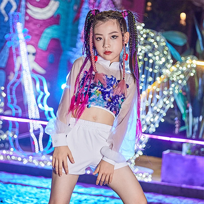 Jazz Dance Costume Girls Sequins Dancewear Hip Hop Dancing Clothes Kpop Outfit Cheerleader Uniform Street Dance Wear 120-170CM
Jazz Dance Costume Girls Sequins Dancewear Hip Hop Dancing Clothes Kpop Outfit Cheerleader Uniform Street Dance Wear 120-170CM
