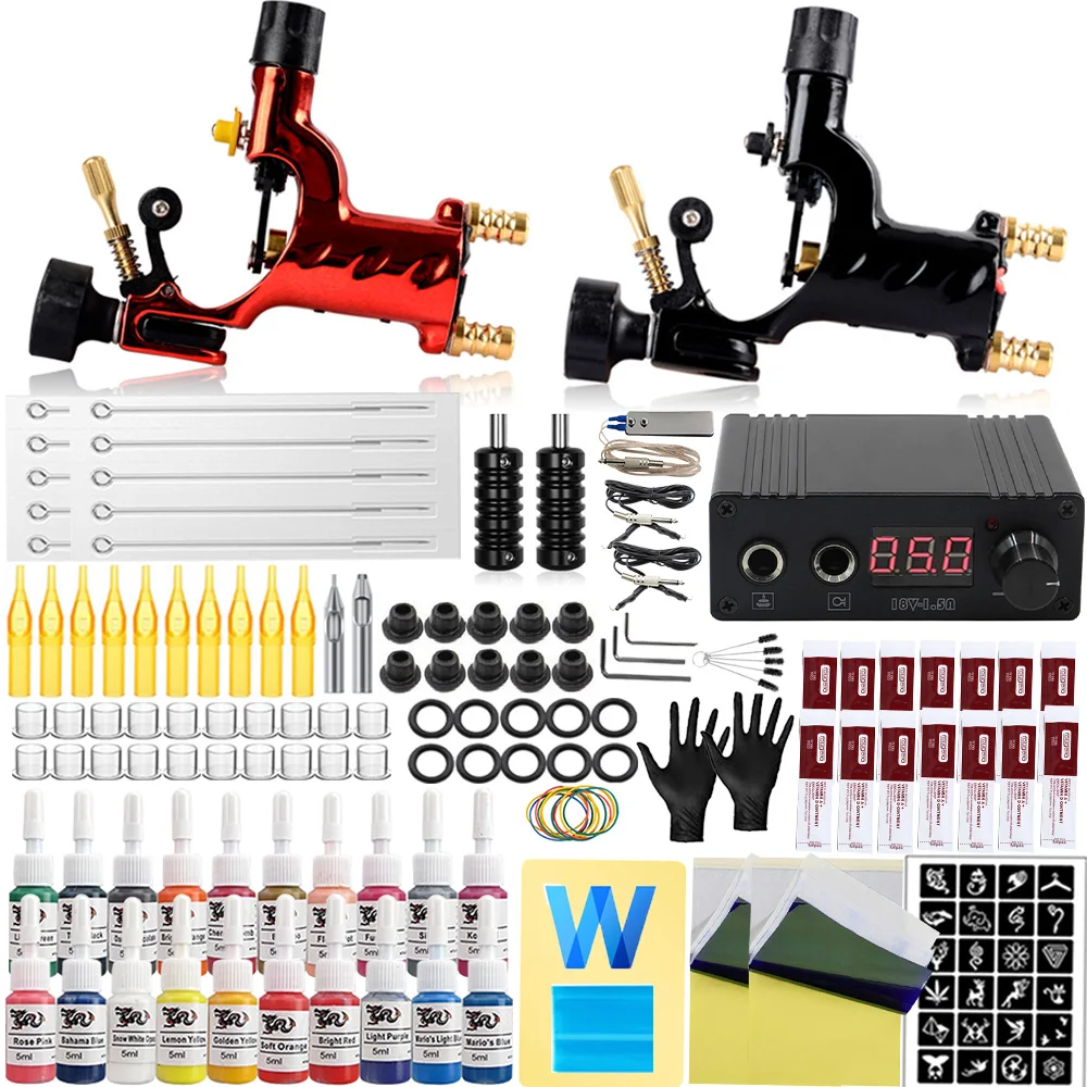 Professional Tattoo Rotary Gun Kit Shader and Liner Machine Set with Power Supply Needles Ink Sets Beginner Tattoo Kits Supplies
Professional Tattoo Rotary Gun Kit Shader and Liner Machine Set with Power Supply Needles Ink Sets Beginner Tattoo Kits Supplies