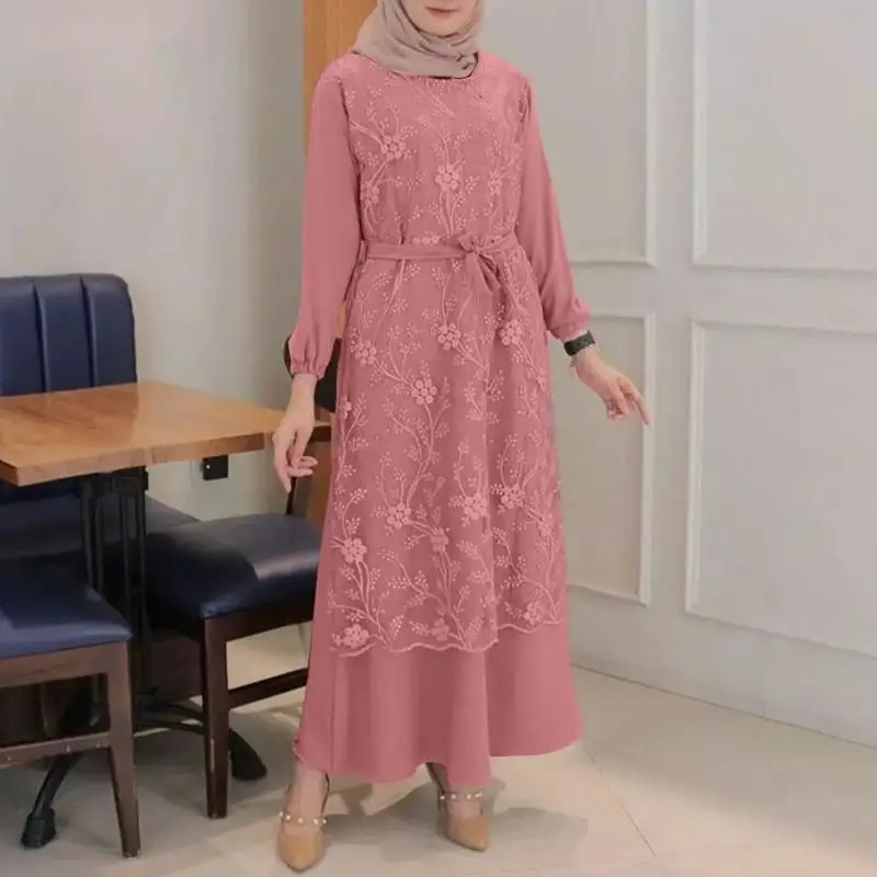 2023 Autumn Arab Hui Robe Women's Pink Lace Egyptian Fake Two Piece Dress Loose Middle Eastern Long Dress
2023 Autumn Arab Hui Robe Women's Pink Lace Egyptian Fake Two Piece Dress Loose Middle Eastern Long Dress