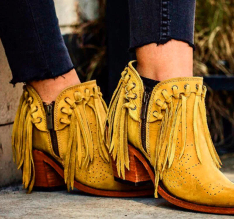 Tassel Cowboy Boots 2023 Autumn Winter Side Zipper Ankle Boots Women's Western Boots
Tassel Cowboy Boots 2023 Autumn Winter Side Zipper Ankle Boots Women's Western Boots