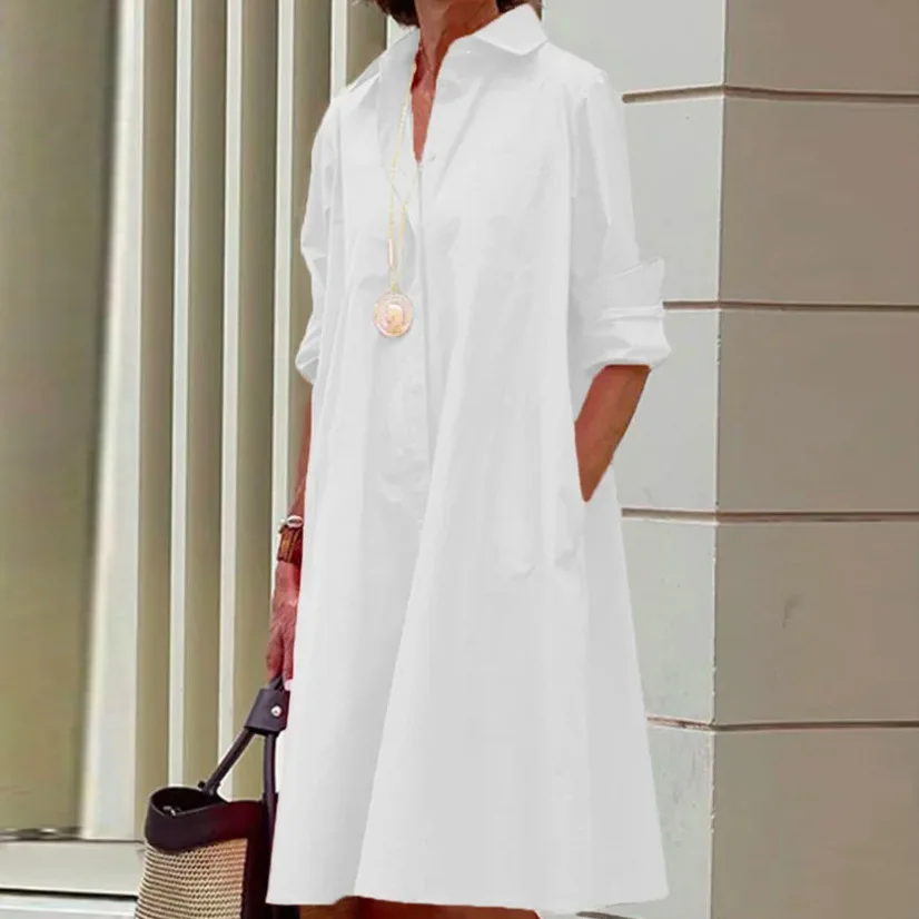 Women's dress 2023 spring and summer style elegant shirt long sleeve loose casual long dress
Women's dress 2023 spring and summer style elegant shirt long sleeve loose casual long dress