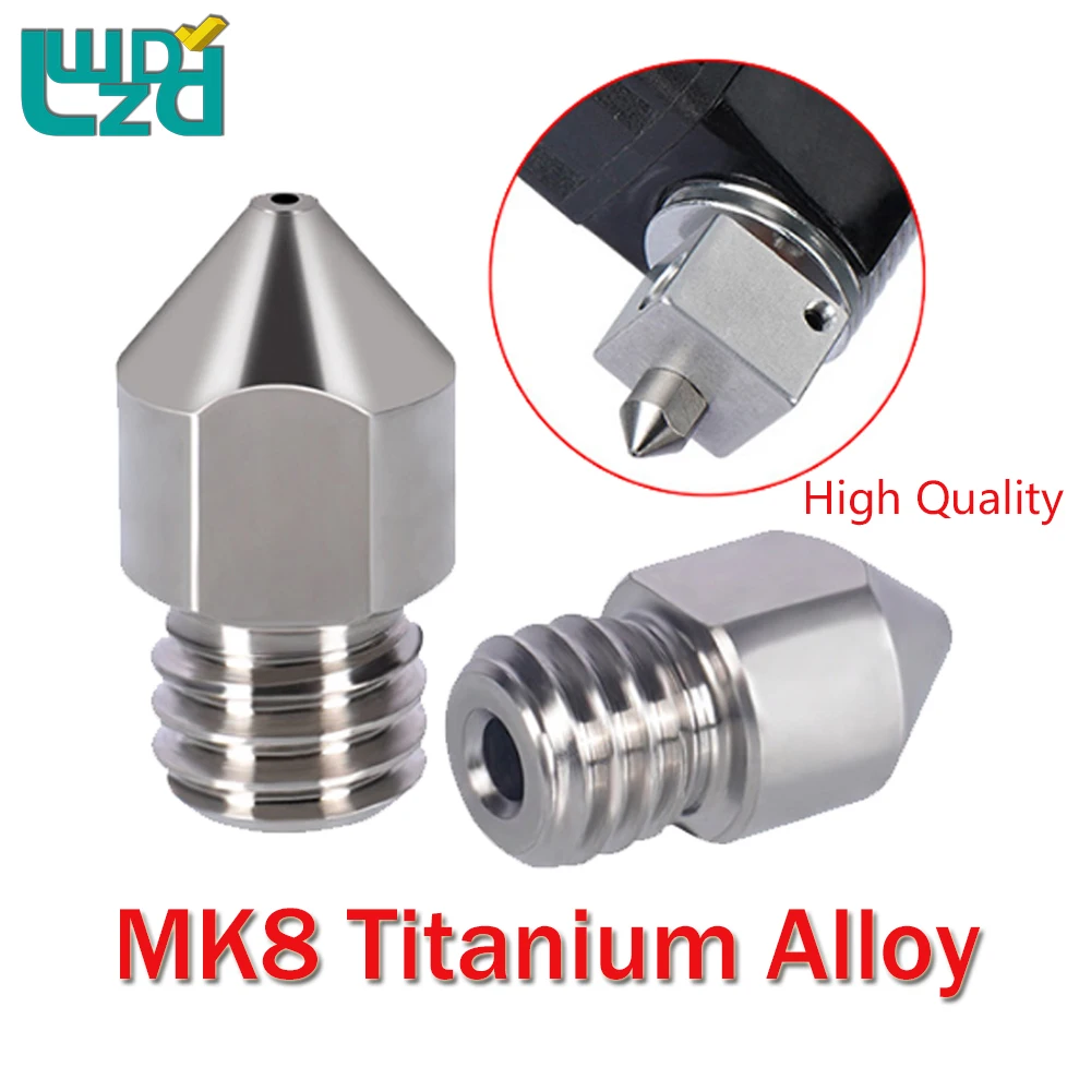 High Quality MK8 Titanium Alloy Nozzle High-Strength Corrosion-Nesistant Nozzle 3D Printer Accessories For 1.75mm Filament
High Quality MK8 Titanium Alloy Nozzle High-Strength Corrosion-Nesistant Nozzle 3D Printer Accessories For 1.75mm Filament