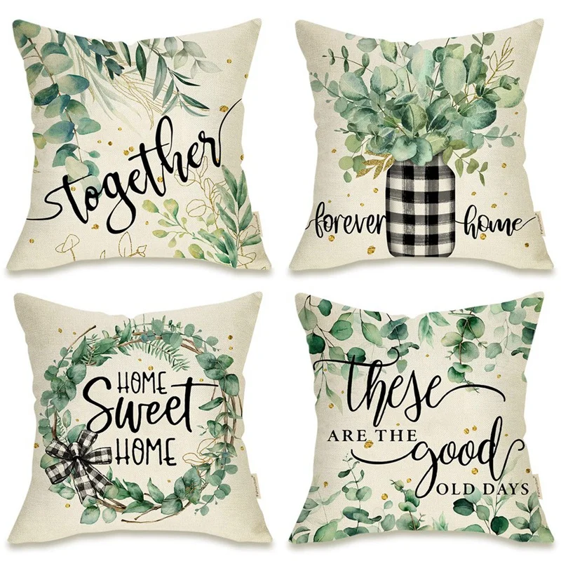 Spring Pillow Cover 18X18 Set Of 4, Eucalyptus Leaf Farmhouse Throw Pillow Spring Decorations
Spring Pillow Cover 18X18 Set Of 4, Eucalyptus Leaf Farmhouse Throw Pillow Spring Decorations
