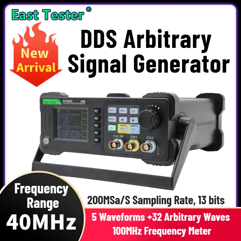 ET3340C 2.4-inch dual channel function signal generator 40MHz arbitrary waveform signal high-precision frequency meter
ET3340C 2.4-inch dual channel function signal generator 40MHz arbitrary waveform signal high-precision frequency meter