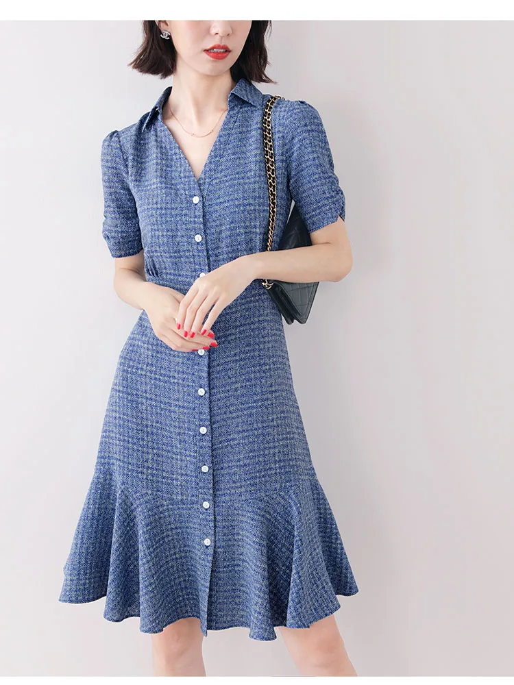 New Arrival 2022 Women Dress Mermaid Ruffle Hem Single Breasted Short Sleeves V-neck Female Lady Summer Clothing Knee Length
New Arrival 2022 Women Dress Mermaid Ruffle Hem Single Breasted Short Sleeves V-neck Female Lady Summer Clothing Knee Length