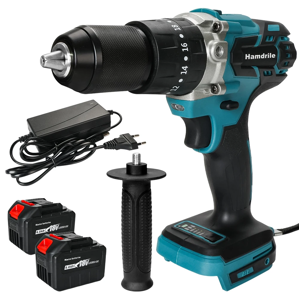 18V 13mm cordless impact drill 18V 13mm 6.0ah brushless impact drill 18V screwdriver drill with two 6.0ah batteries Hamdrile
18V 13mm cordless impact drill 18V 13mm 6.0ah brushless impact drill 18V screwdriver drill with two 6.0ah batteries Hamdrile
