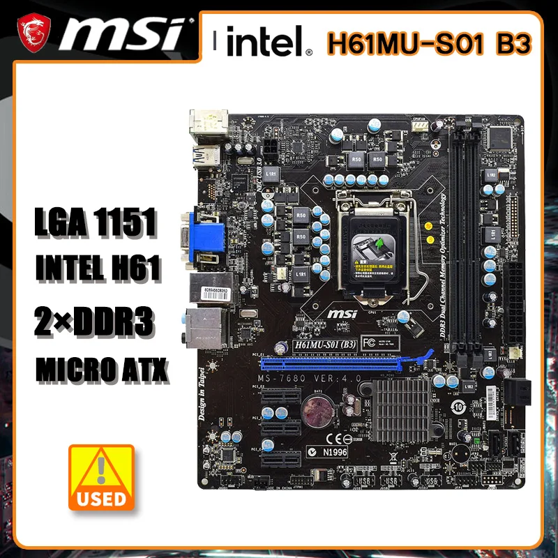 Материнская плата Intel H61 1155 Материнская плата MSI H61MU-S01(B3) 1155 DDR3 8 ГБ для процессоров Core i7i3 Pentium Celeron Micro ATX
Материнская плата Intel H61 1155 Материнская плата MSI H61MU-S01(B3) 1155 DDR3 8 ГБ для процессоров Core i7i3 Pentium Celeron Micro ATX
