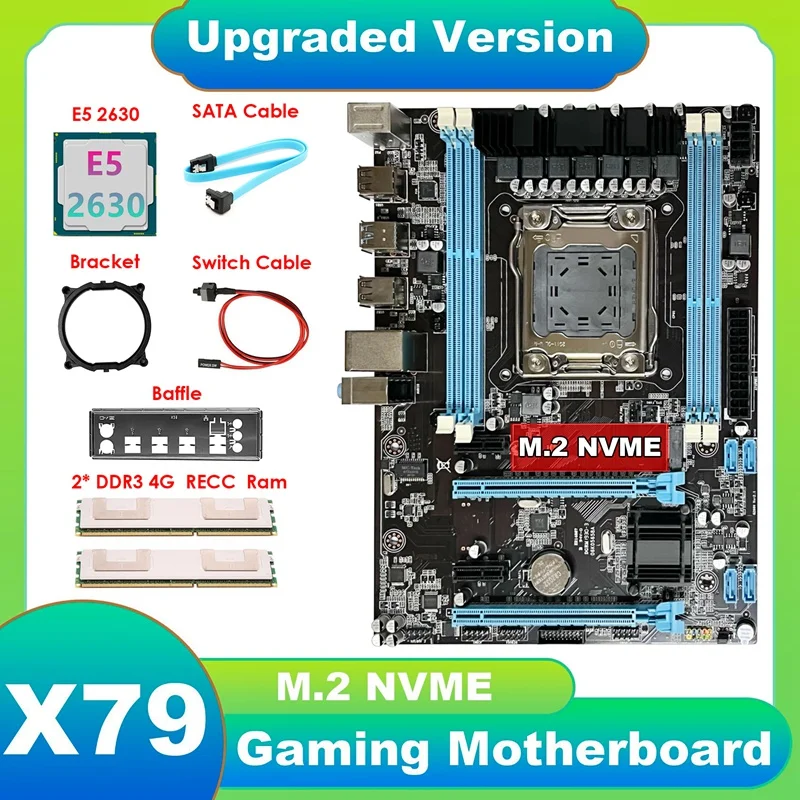 X79 Motherboard+E5 2630 CPU+2XDDR3 4G RECC RAM+SATA Cable+Switch Cable+Baffle+Bracket LGA2011 Gigabit LAN
X79 Motherboard+E5 2630 CPU+2XDDR3 4G RECC RAM+SATA Cable+Switch Cable+Baffle+Bracket LGA2011 Gigabit LAN