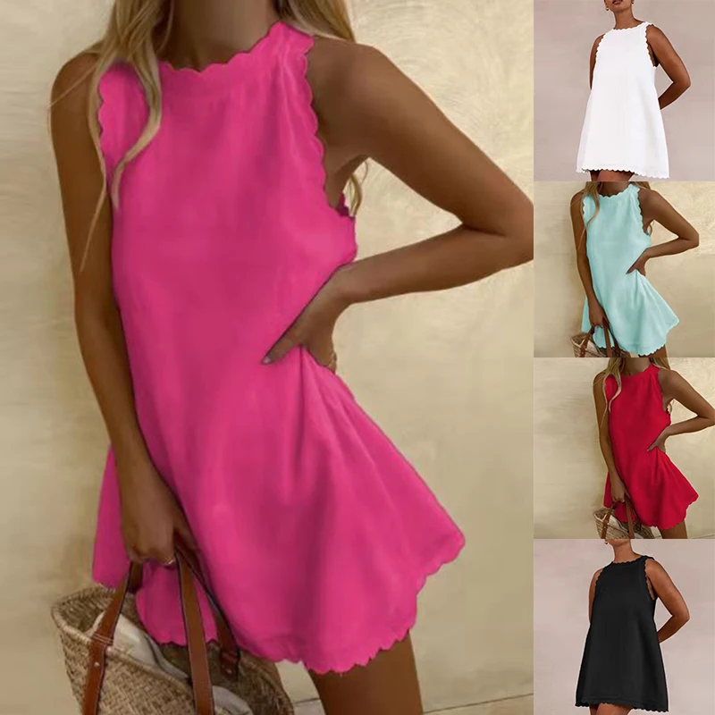 2022 Summer Cotton Linen Mini Dress Women Candy Color Sleeveless Ruffles Dress Casual O-Neck Loose
2022 Summer Cotton Linen Mini Dress Women Candy Color Sleeveless Ruffles Dress Casual O-Neck Loose