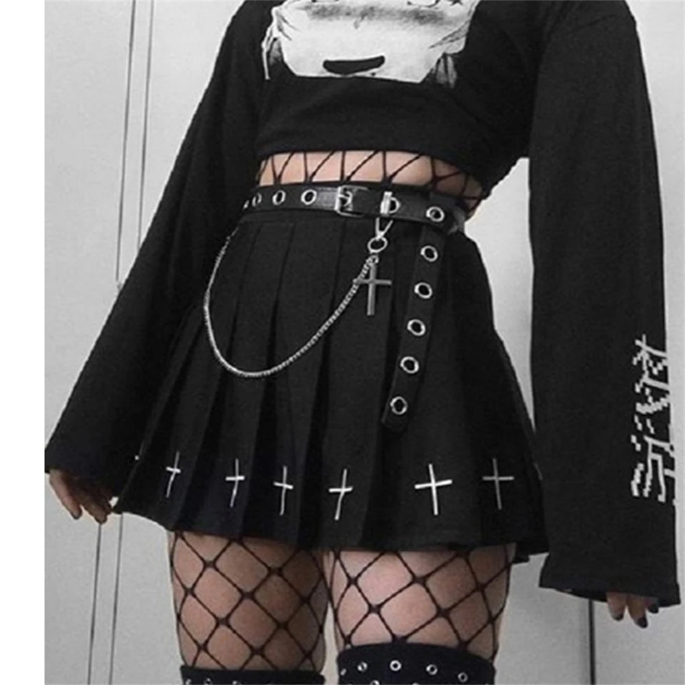 Womens Pleated Skirt Slim High Waist Mini Black Cross Print Skirts Gothic Style Streetwear Skirt Lolita College Skirt
Womens Pleated Skirt Slim High Waist Mini Black Cross Print Skirts Gothic Style Streetwear Skirt Lolita College Skirt