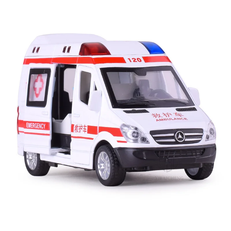 

1/32 Alloy Ambulance Police Cars Diecasts & Toy Vehicles Model Fire Truck Metal Pull Back Sound & Light Car Toys For Children