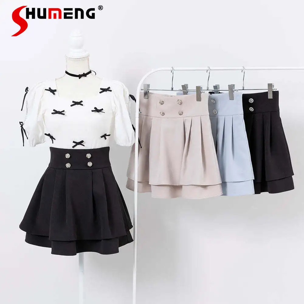 2023 Summer New Sweet Fashion Short Cute Pleated Skirt Slimming A- Line Mini Skirt Multi-Layer Japanese Cute Umbrella Skirts 
2023 Summer New Sweet Fashion Short Cute Pleated Skirt Slimming A- Line Mini Skirt Multi-Layer Japanese Cute Umbrella Skirts