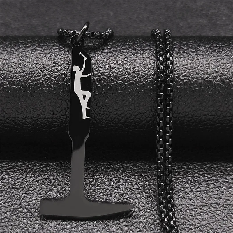 Sports Stainless Steel Climbing Hammer Long Necklaces Women/Men Black Chain Necklace Jewelry chaine acier inoxydable XH19S06
Sports Stainless Steel Climbing Hammer Long Necklaces Women/Men Black Chain Necklace Jewelry chaine acier inoxydable XH19S06