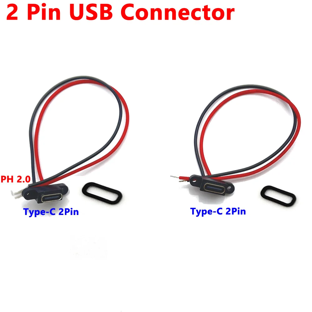 1pcs IPX8 Waterproof USB Connector Type-C 2Pin Welding to PH2.0 Wire Female Socket Rubber Ring High Current Fast Charging port
1pcs IPX8 Waterproof USB Connector Type-C 2Pin Welding to PH2.0 Wire Female Socket Rubber Ring High Current Fast Charging port